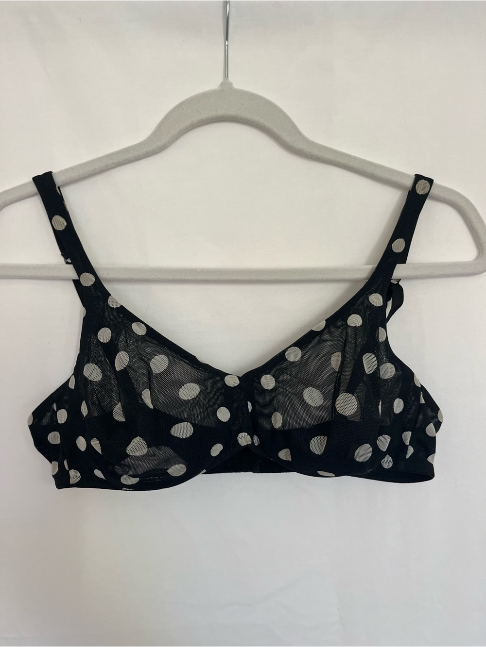 La Perla Studio Black Polka Dot Mesh Underwire Bra Size 38B Made in Italy